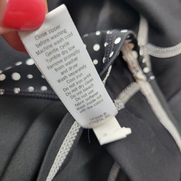 Athleta Womens Pullover Size Small Running Wild 1/2 Zip Hoodie Polka Dots - Picture 14 of 16